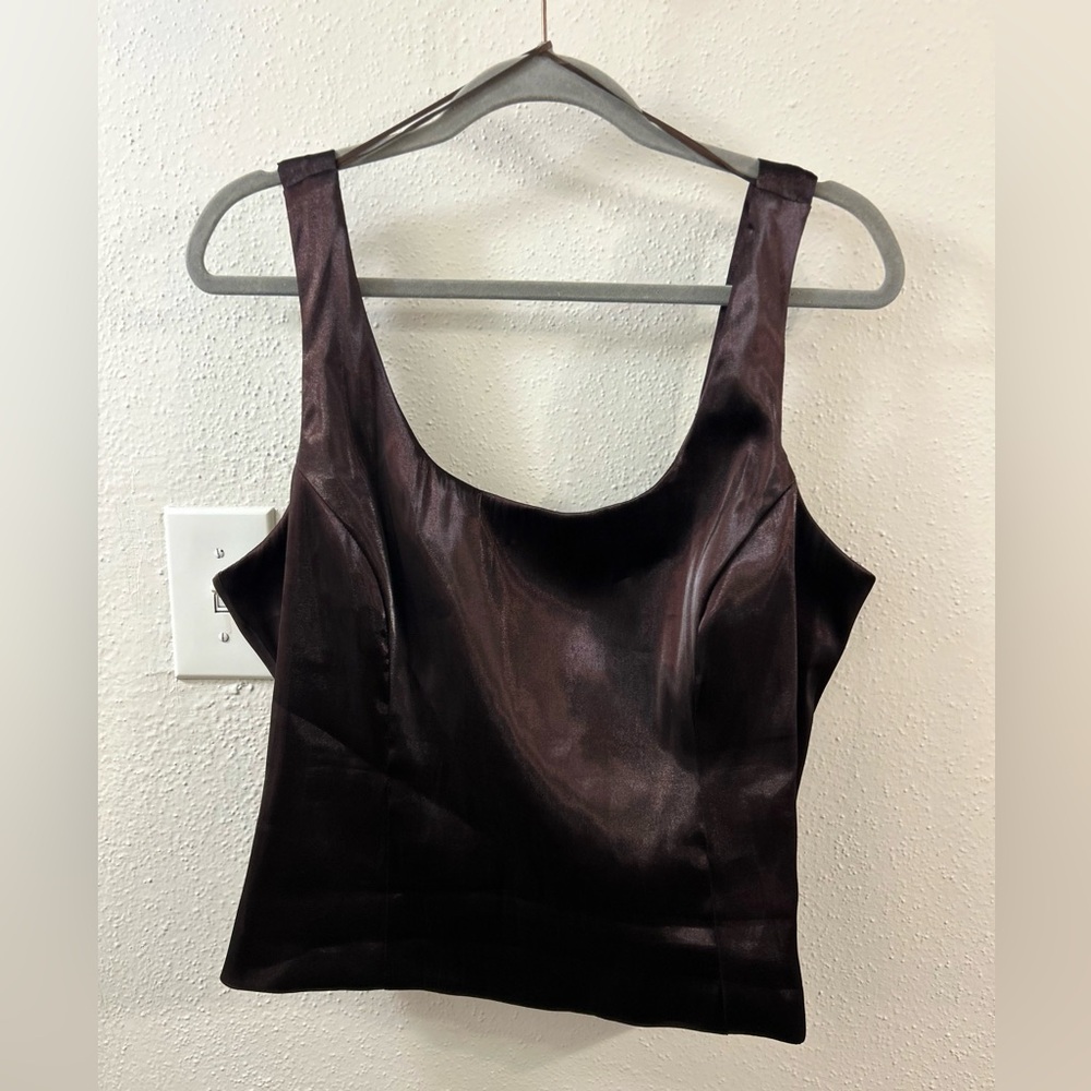 Elegant Chocolate Satin Women's Top